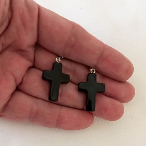 Unisex Gothic Earrings Black Cross Stainless Steel new