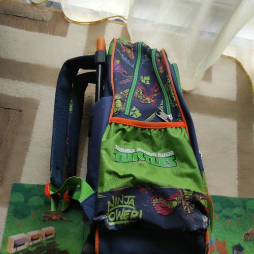 School bag used with wheels, 5 compartments, Turtles