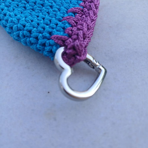 Handmade knitted glasses case new, blue and pink