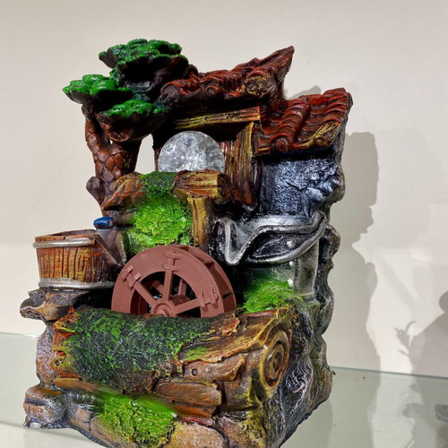 Decorative Fountain with Lighting and Watermill new, 27cm height