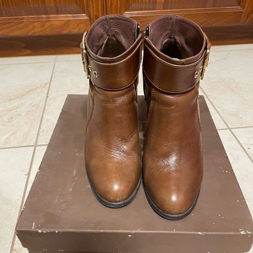 Women's leather ankle boots used, brown, size 38