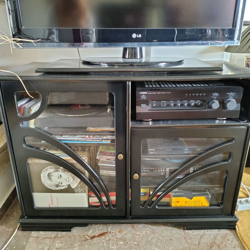 TV cabinet used black lacquer with space for pick-up and discs