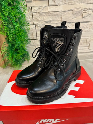 Дамски кожени боти като ново, черни, номер 36