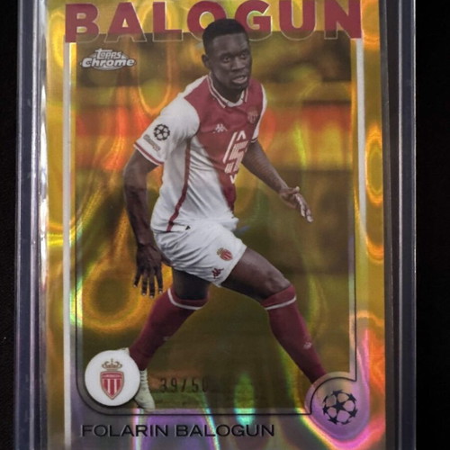 2025-26 Topps Chrome UEFA Folarin Balogun Gold Refractor card like new