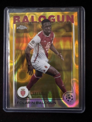 2025-26 Topps Chrome UEFA Folarin Balogun Gold Refractor card like new