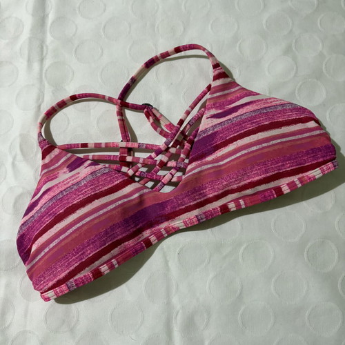 Hollister bikini top like new, striped pink shades, size XS