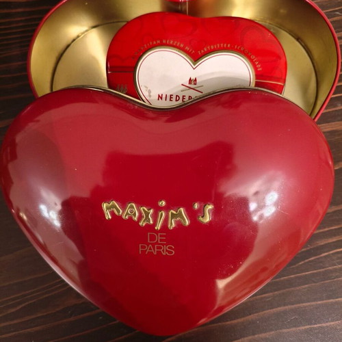 Maxim's and Niederegger used metal heart-shaped tins
