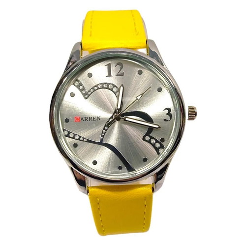 Carren women's watch new, yellow, heart design, synthetic strap