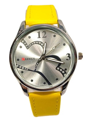 Carren women's watch new, yellow, heart design, synthetic strap