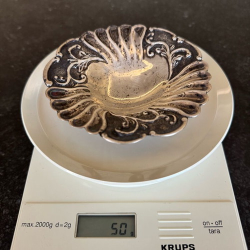 Silver bowl 925 used with decorative design and feet 50g