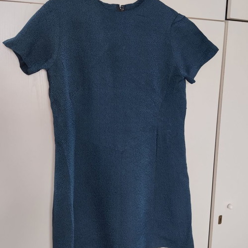 Vintage petrol dress shiny with pattern used, size L