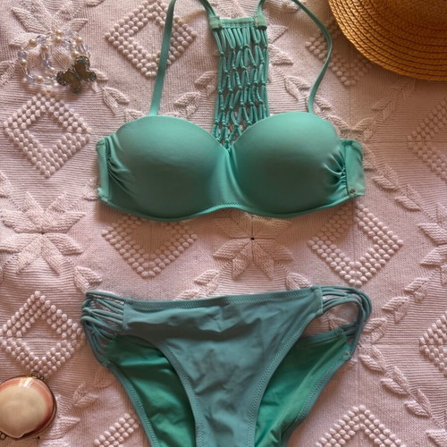 Bikini set used, turquoise with back design, size S