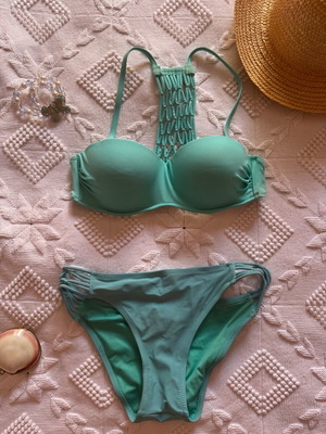 Bikini set used, turquoise with back design, size S