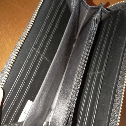 Wallet large with many compartments, new, black and blue