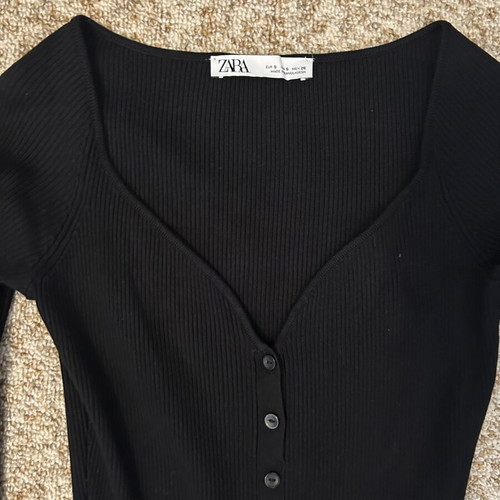 Zara long black ribbed dress like new, size S