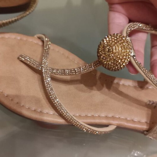 Flat sandals gold color size 39 used