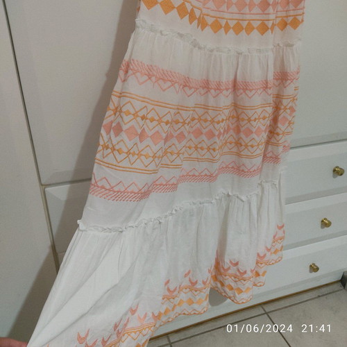 Zara maxi dress medium white and orange, new, resortwear