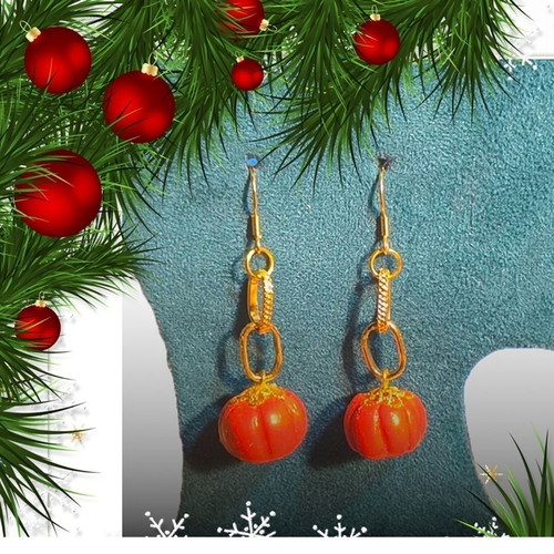 Handmade Christmas Earrings Pumpkins new, red