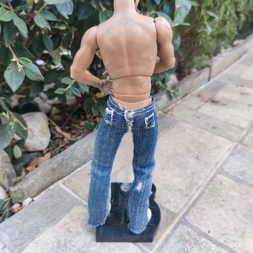 Ken Action Figure Doll with Articulated Body and Handmade Jeans