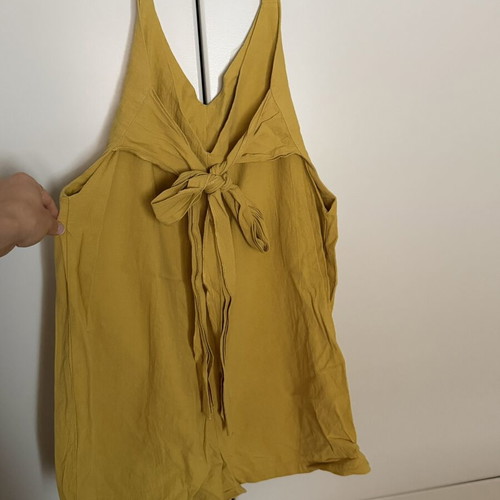 Shein yellow mustard jumpsuit shorts used, size S