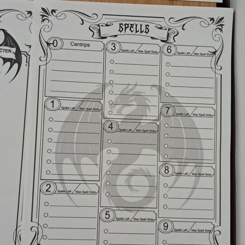 D&D Character Sheets Set of 5, Like New