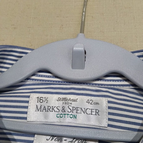 Marks & Spencer vintage men's cotton shirt, size XL, white and blue
