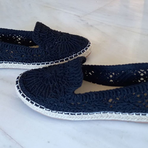 Simius black espadrilles No 38, lace finish