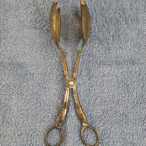 Vintage Leonard Italian Silver-Plated Salad Serving Tongs used