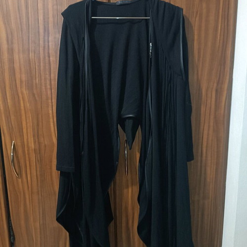 Punk Rave jacket with hood and fringes like new, black