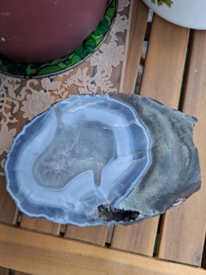 Oval Egg-Shaped Blue Agate from Rhodope like new, large half