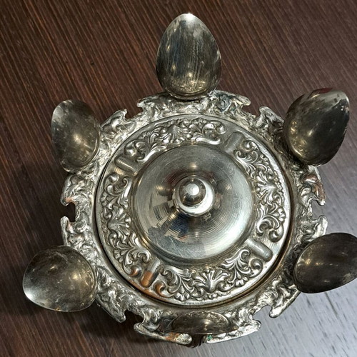 Handmade Gianniotiki silver-plated sweet box used with 6 spoons