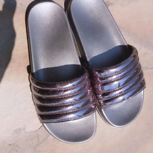 Gun metal silver slides, size 37