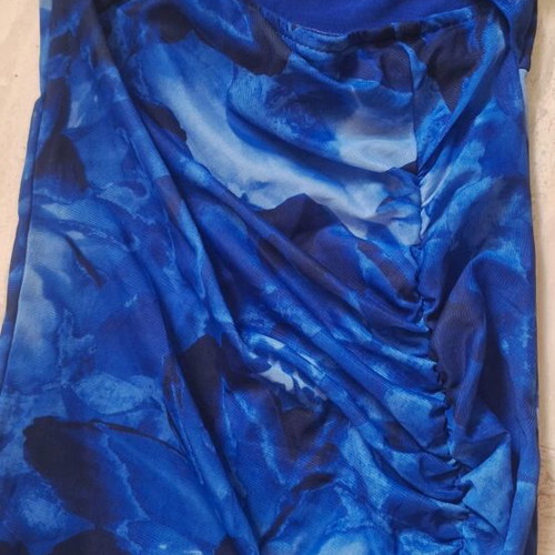 Dress like new, blue, open waist, front slit, short skirt, semi-transparent tulle