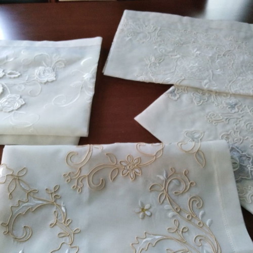 Tablecloth organza silk with silver thread and Swarovski crystals single piece