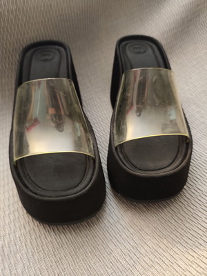Zara platform sandals with transparent upper, new