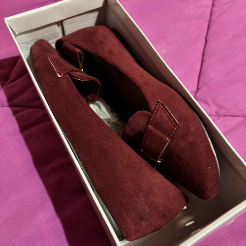 Suede flat shoes like new, burgundy, size 36