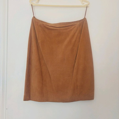 Brandon Thomas Suede Western Skirt used, beige brown, size L