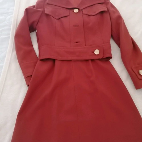 Dress with jacket like new, thin wool, brick red to red color
