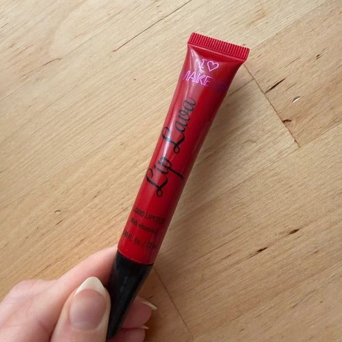 Revolution Beauty liquid lipstick used, shade Lip Lava