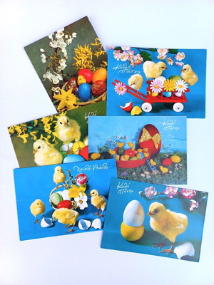 Set of 6 vintage Easter postcards new, 70s