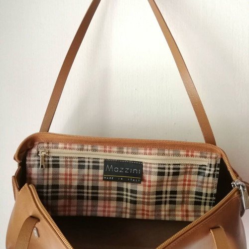 Mazzini vintage 90s leather shoulder bag used, brown