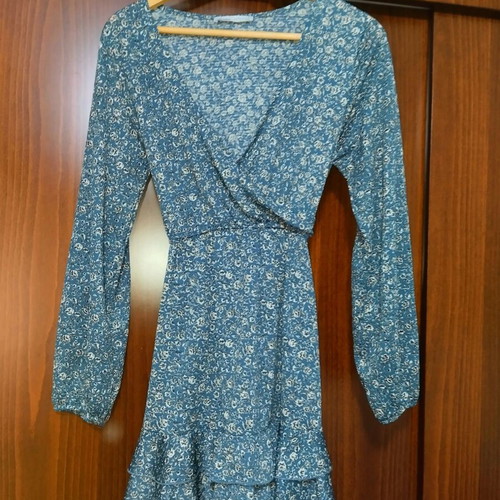 pull and bear green floral dress Pull&Bear wrap in green,… sleeve-length-type:Long