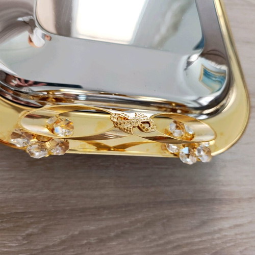 Rectangular stainless steel serving platter with Swarovski like new