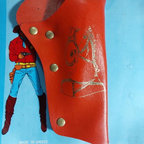 Vintage single carnival pistol holster like new, Pitsaris TOYS