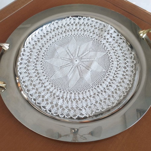 Serving tray orneviere inox 18/10 and 24K gold like new