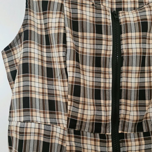 Plaid dress plus size XXL with zipper like new, beige and brown