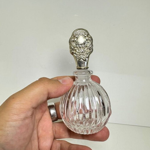 Vintage crystal perfume bottle, Victorian Baroque style