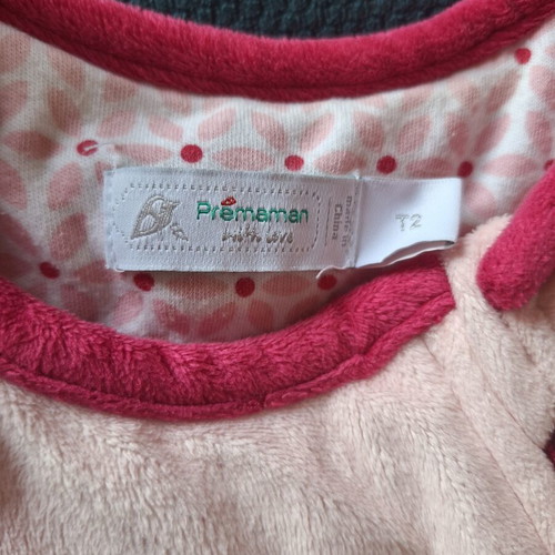 Premaman velour baby sleeping bag, pink, size 1