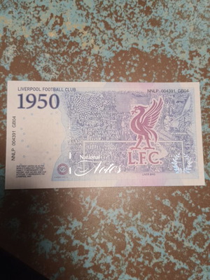 Liverpool FC Official Banknote 1950 Liverbird