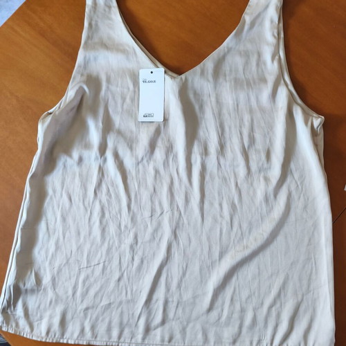 Satin top new with tags, beige, size XL